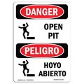Signmission OSHA Danger Sign, Open Pit, 24in X 18in Decal, 18" W, 24" H, Bilingual Spanish, Open Pit OS-DS-D-1824-VS-1507